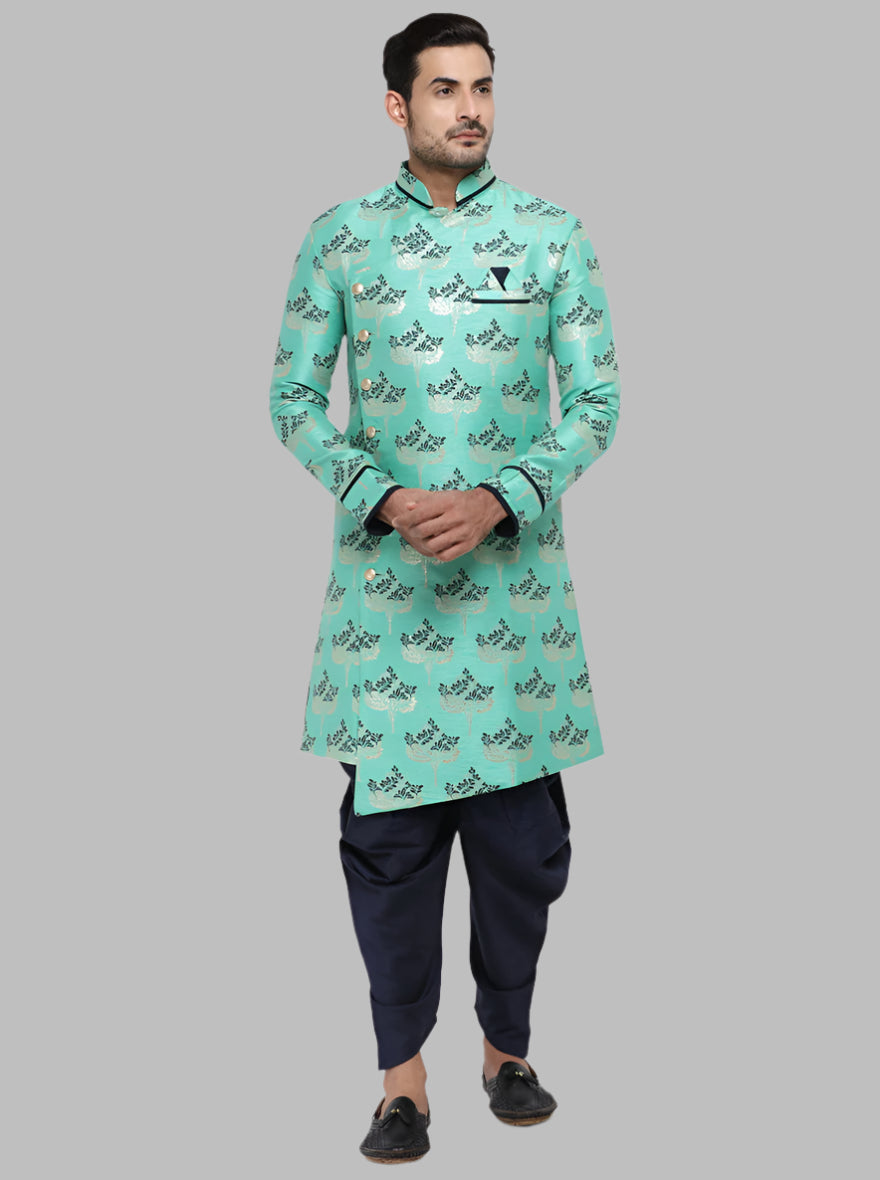 The Self Design Aqua Green Jacquard offers all-day comfort, making it an ideal choice for relaxing events in the USA.