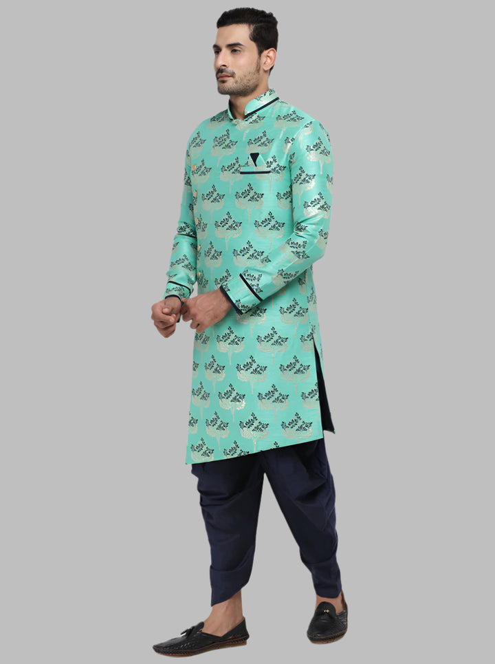 Enjoy the sophisticated look of our Self Design Aqua Green Jacquard, designed for fashionable men in casual settings across the USA.