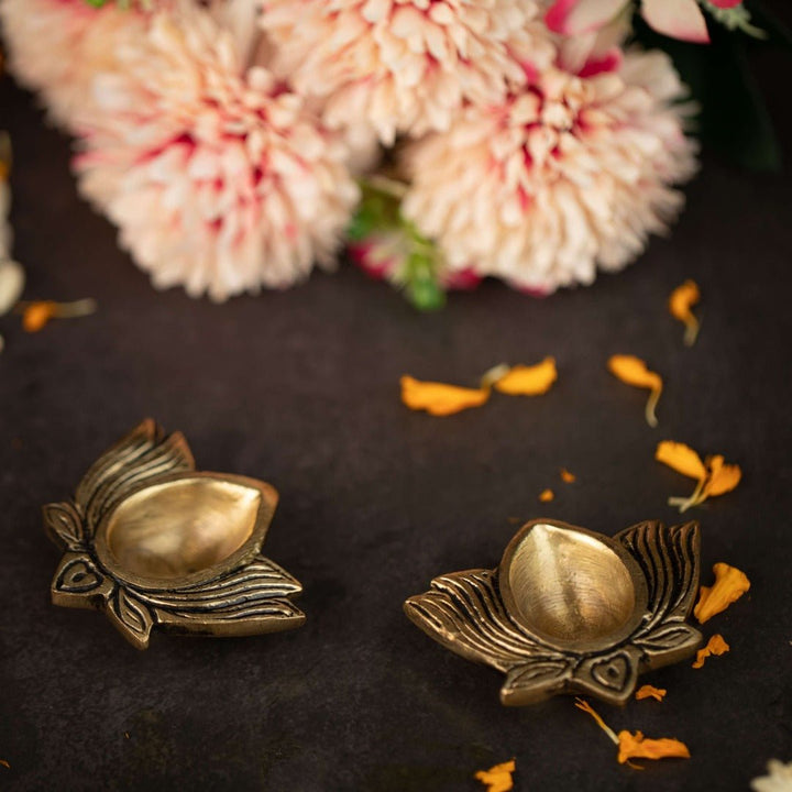 Kamalam Brass Lotus Diya | Festive Pooja Decor Essential
