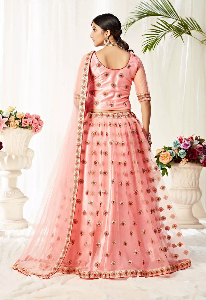 Pink Heavy Designer Lehenga | Net & Satin Fabric with Stone Embroidery