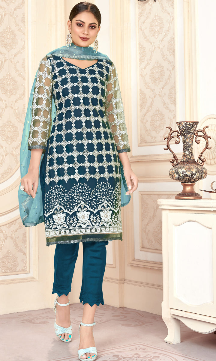 Butterfly Net Santoon Kurti Set | Heavy Embroidery Elegant Design