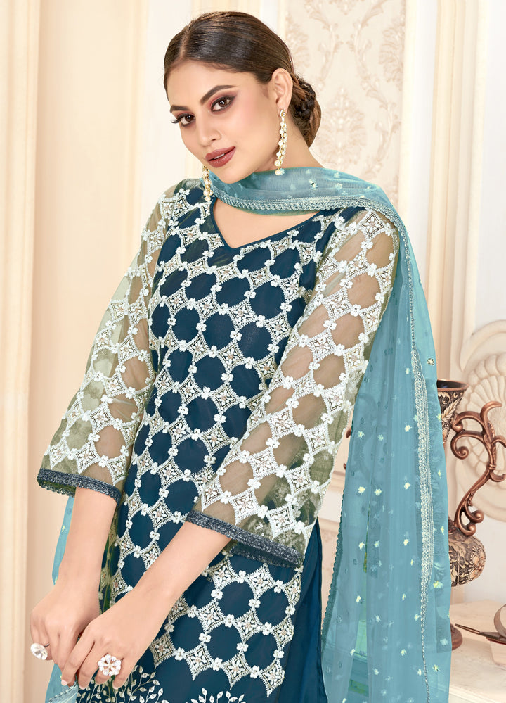 Butterfly Net Santoon Kurti Set | Heavy Embroidery Elegant Design