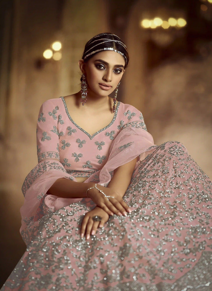 Designer Pink Lehenga Choli | Heavy Dori & Zarkan Work Festive Wear