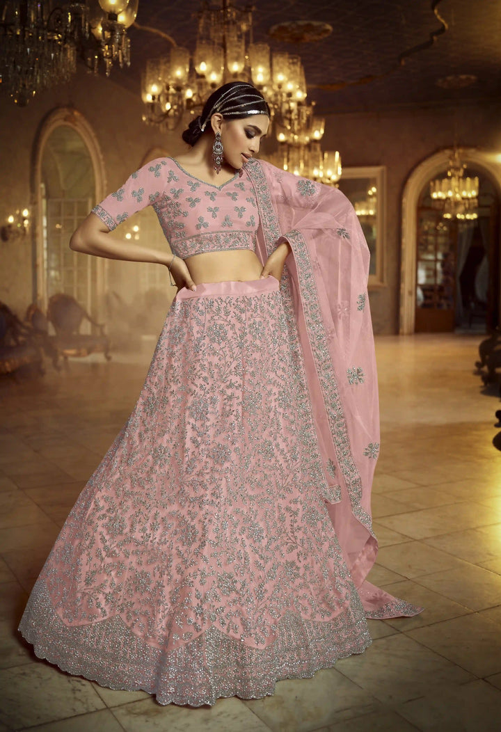 Designer Pink Lehenga Choli | Heavy Dori & Zarkan Work Festive Wear