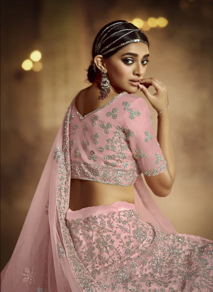 Designer Pink Lehenga Choli | Heavy Dori & Zarkan Work Festive Wear