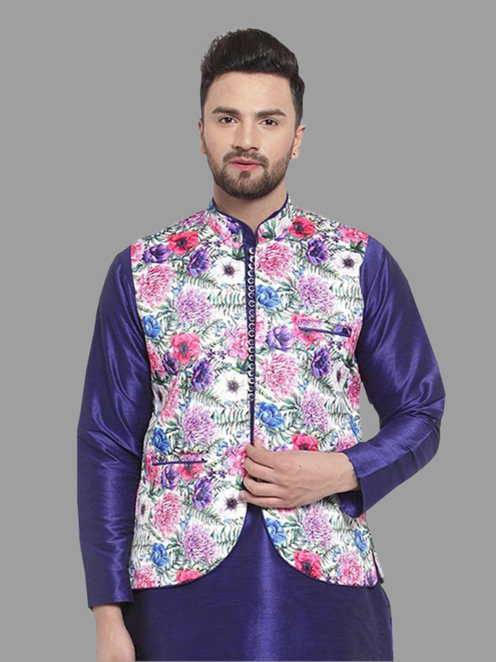 Designer Multicolor Satin Jacket | Indo Western Koti for Men