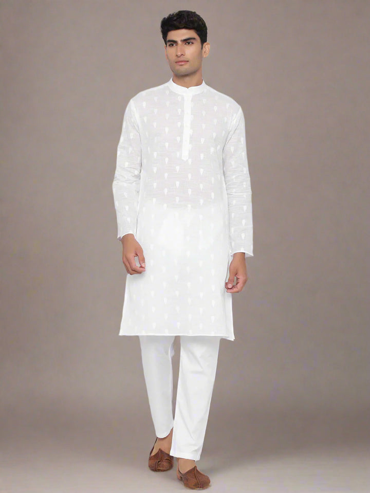 White Cotton Kurta Set | Wevon Design for Weddings & Festivals