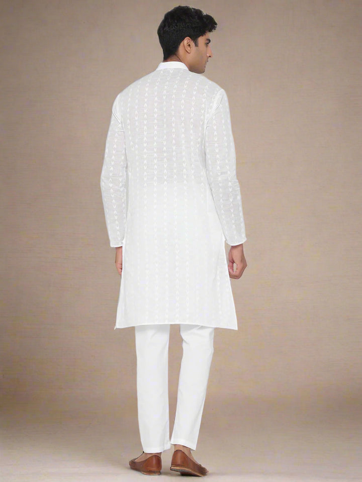 Classic White Cotton Kurta Set | Wevon Design for Men