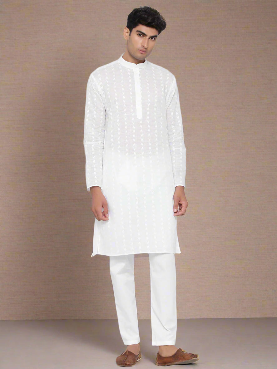 Classic White Cotton Kurta Set | Wevon Design for Men