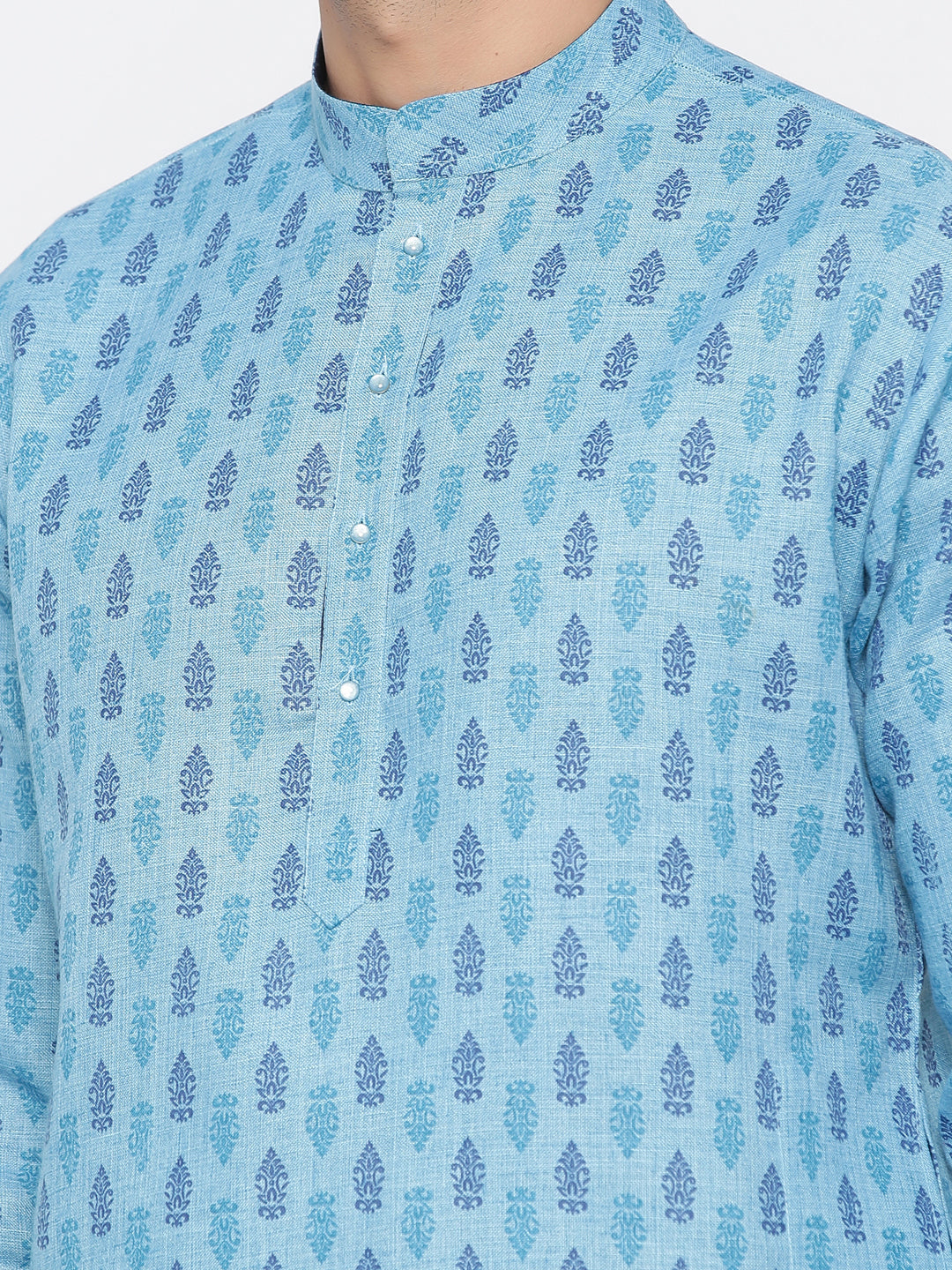 Sky Blue Ethnic Kurta Pajama Set | Men's Wedding Kurta Cotton