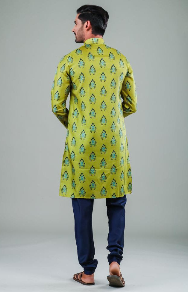 Ethnic Parrot Green Kurta Pajama | Wedding & Festive Wear Stylish Set