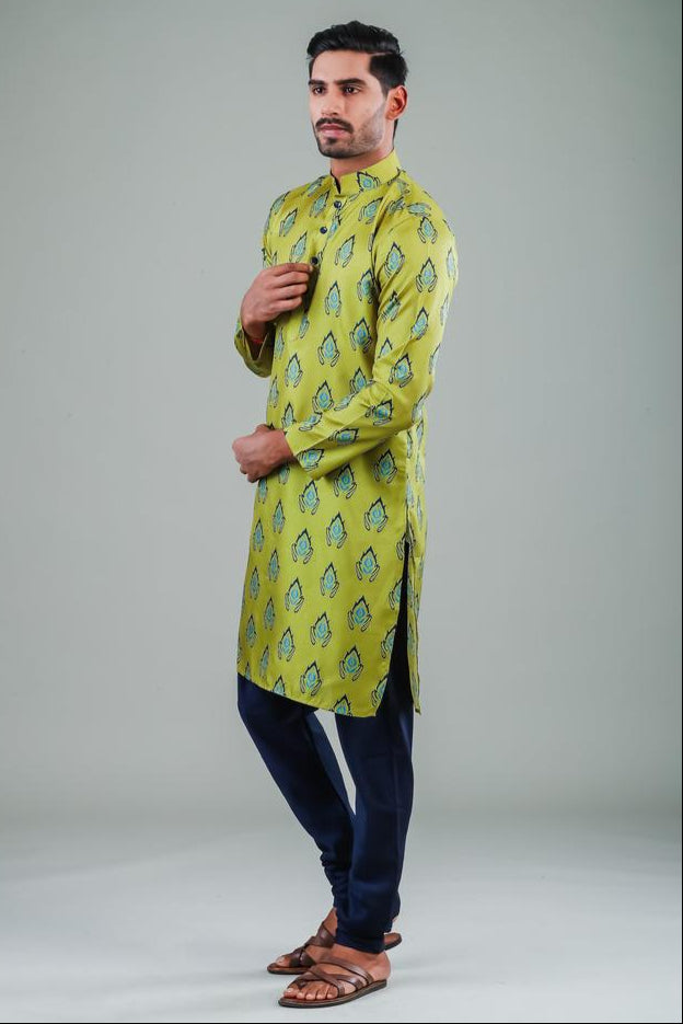 Ethnic Parrot Green Kurta Pajama | Wedding & Festive Wear Stylish Set