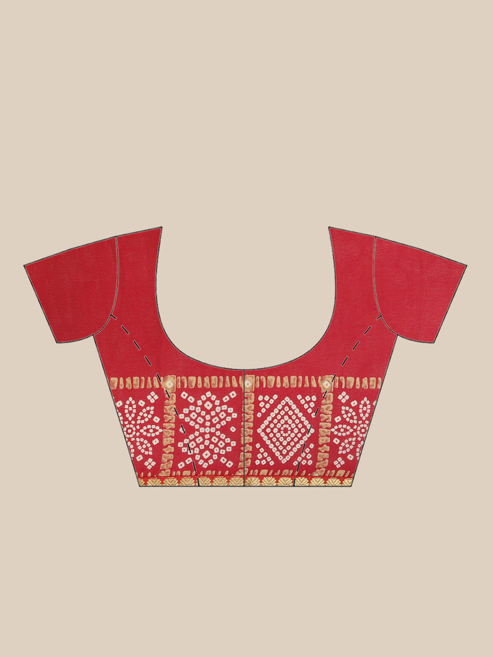 Red Georgette Bandhej-Printed Saree | Elegant Traditional and Pooja Wear