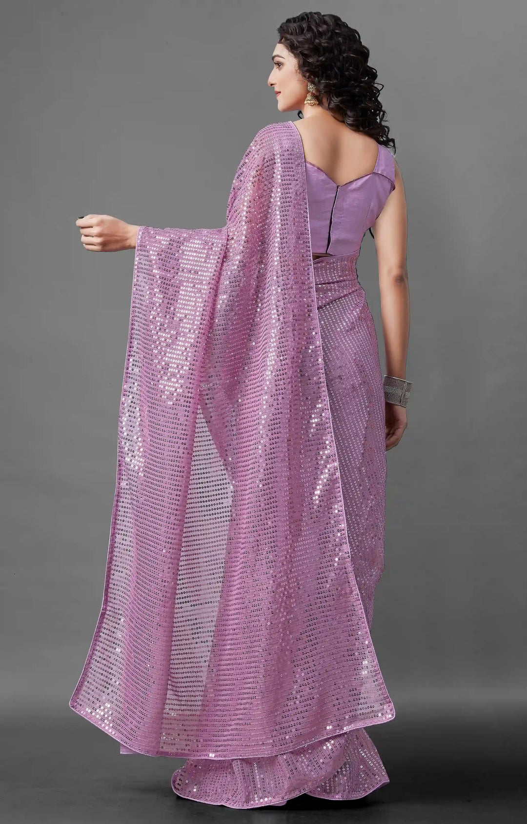 Georgette Saree with Banglori Silk Blouse | Sequined Embroidery Work  Traditional Wedding Party Wear