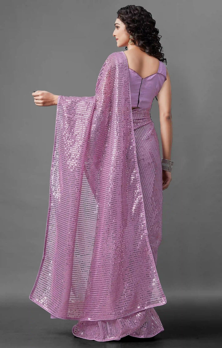 Georgette Saree with Banglori Silk Blouse | Sequined Embroidery Work  Traditional Wedding Party Wear