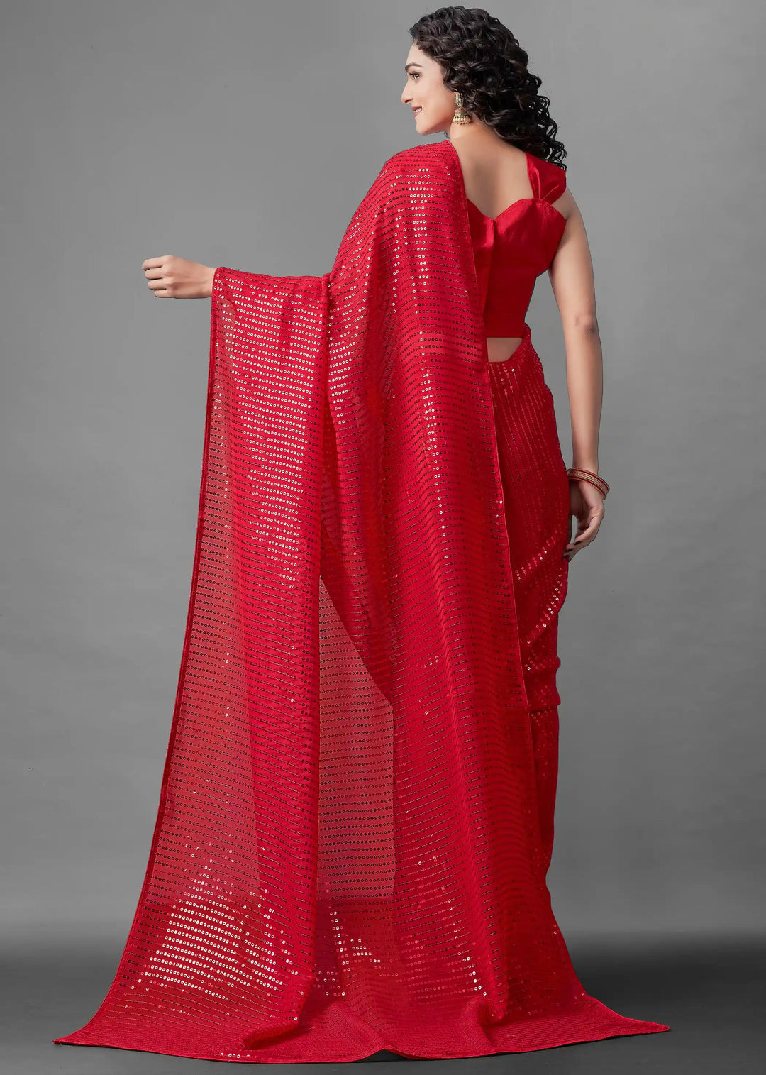 Georgette Saree with Banglori Silk Blouse | Sequined Embroidery Work  Traditional Wedding Party Wear