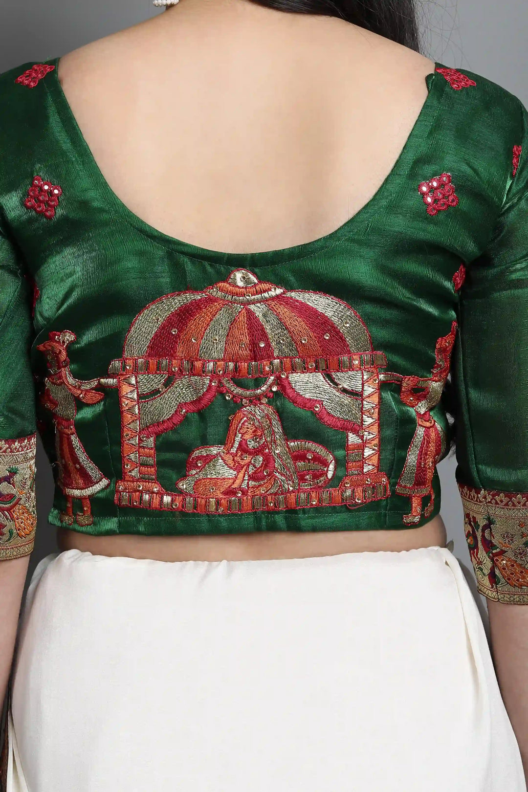 Elegant Soft-Silk Saree | Heavy Embroidery & Diamond Work for Wedding