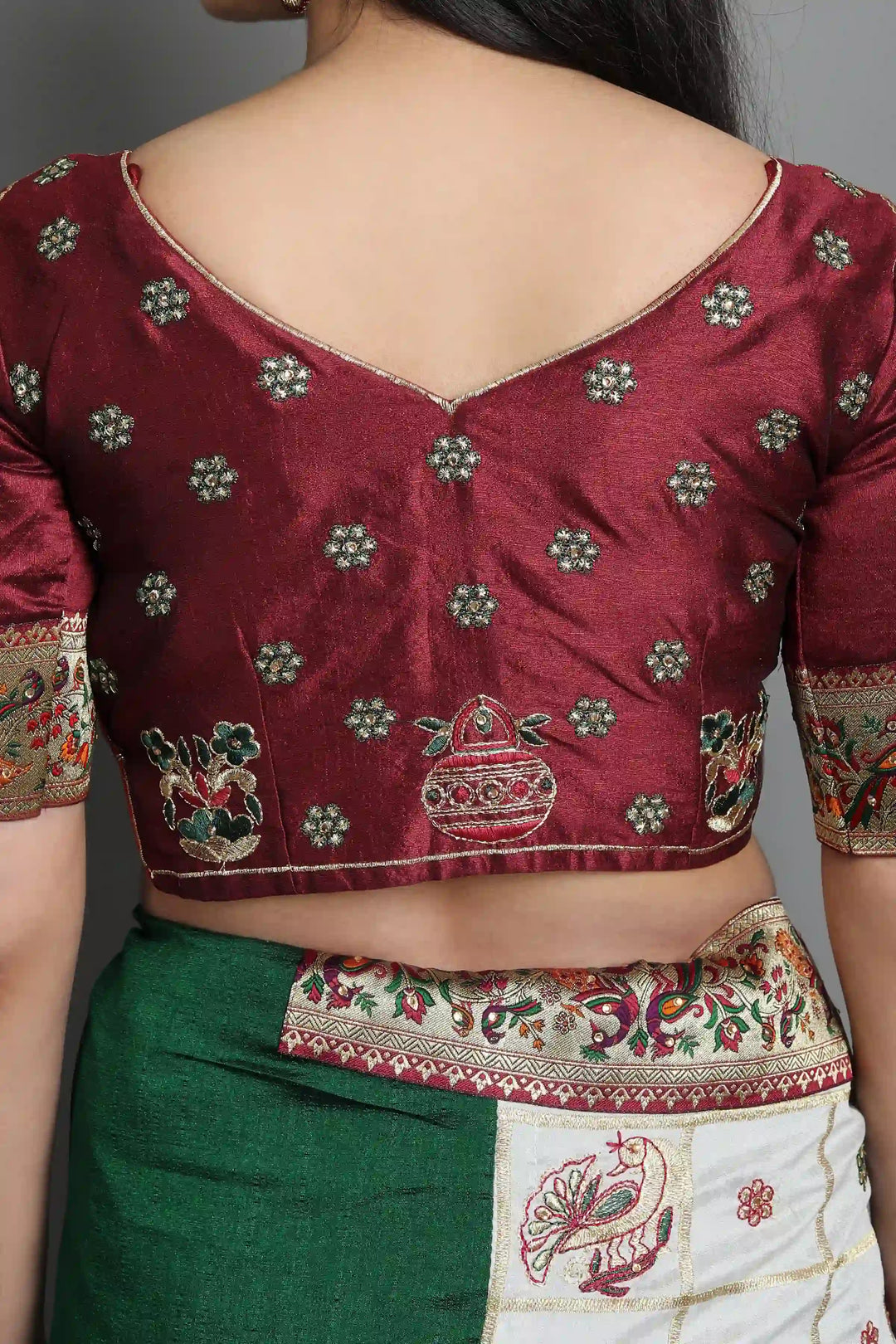 Elegant Soft-Silk Saree | Heavy Embroidery & Diamond Work for Wedding