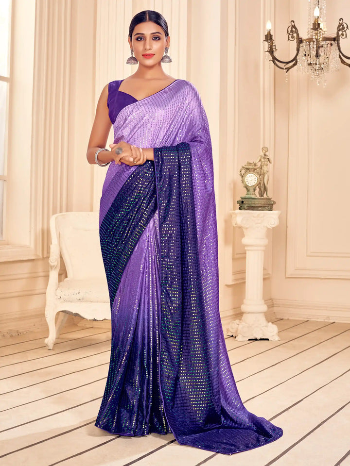 Art-Silk Saree with Heavy Sequins Embroidery | Traditional Wedding Wear