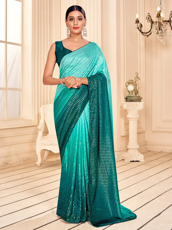 Art-Silk Saree with Heavy Sequins Embroidery | Traditional Wedding Wear