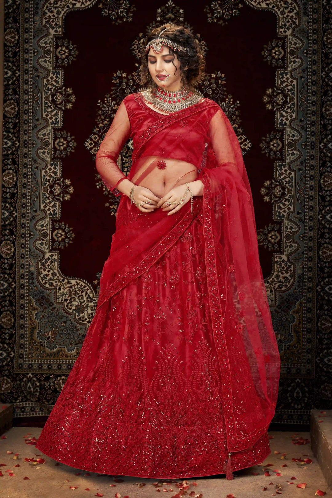 Designer Net Lehenga Choli | Multisequence Embroidery Partywear for Weddings