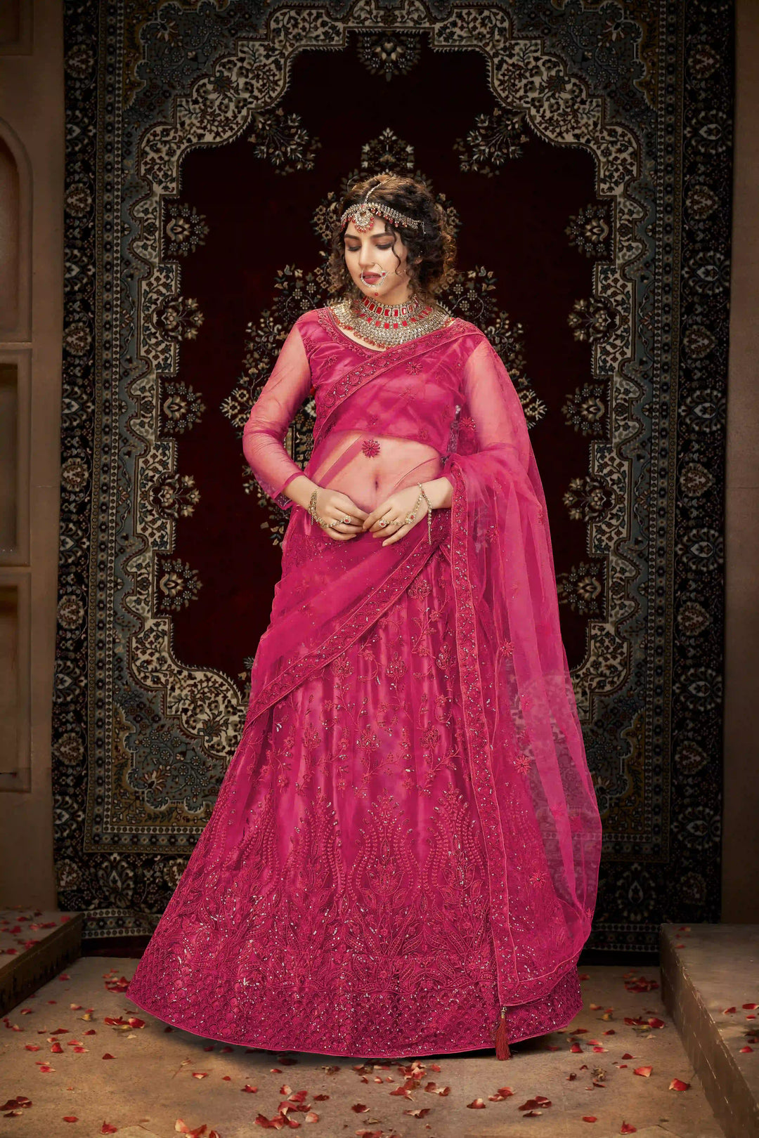 Designer Net Lehenga Choli | Multisequence Embroidery Partywear for Weddings