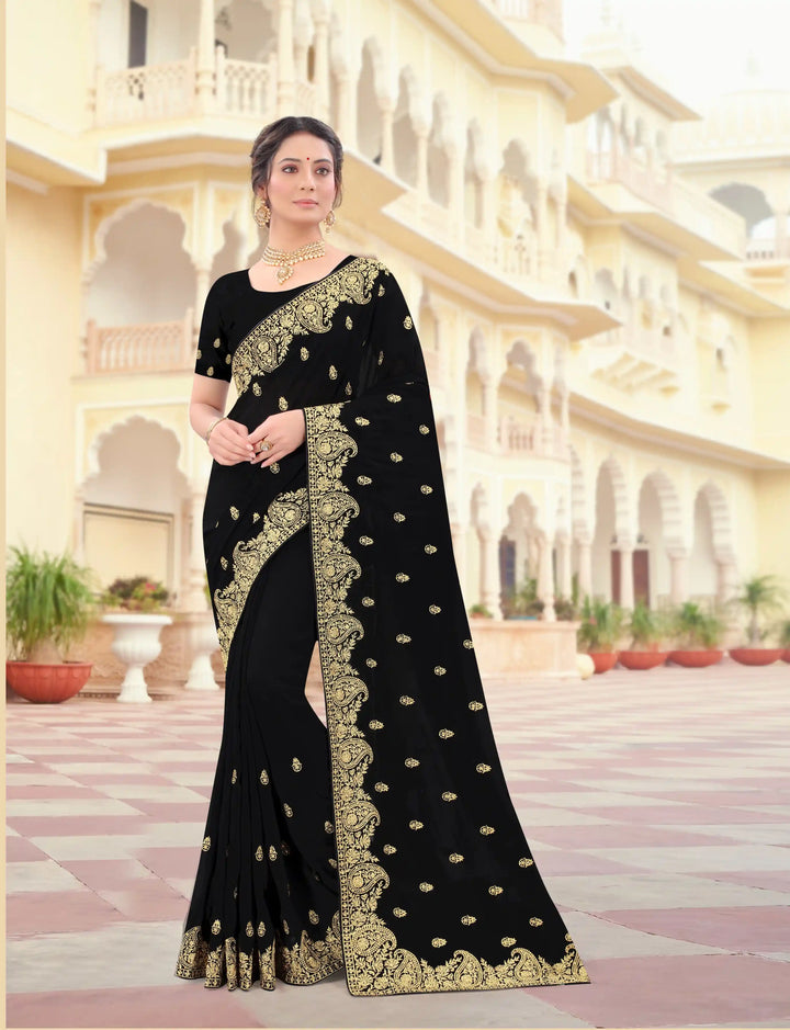 Vichitra Silk Saree Jari & Stone Embroidery | Special Event & Festive