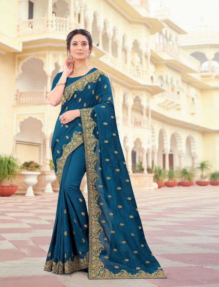 Vichitra Silk Saree Jari & Stone Embroidery | Special Event & Festive