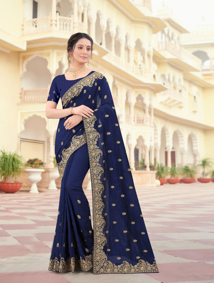 Vichitra Silk Saree Jari & Stone Embroidery | Special Event & Festive