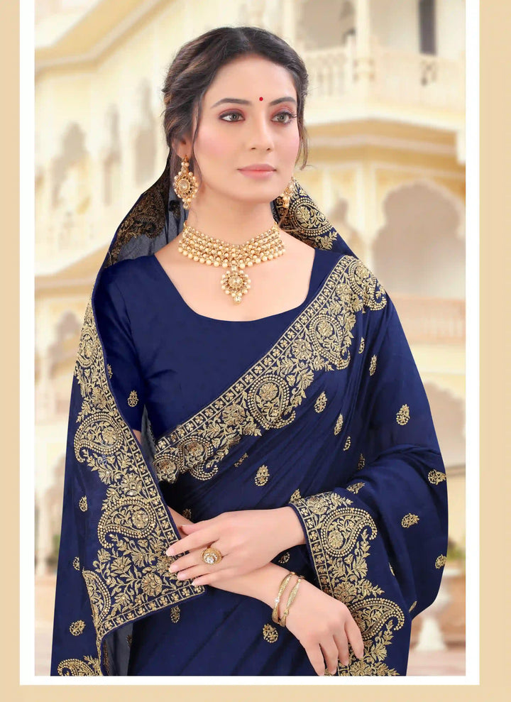 Vichitra Silk Saree Jari & Stone Embroidery | Special Event & Festive