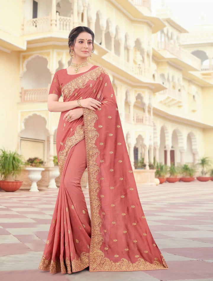 Vichitra Silk Saree Jari & Stone Embroidery | Special Event & Festive