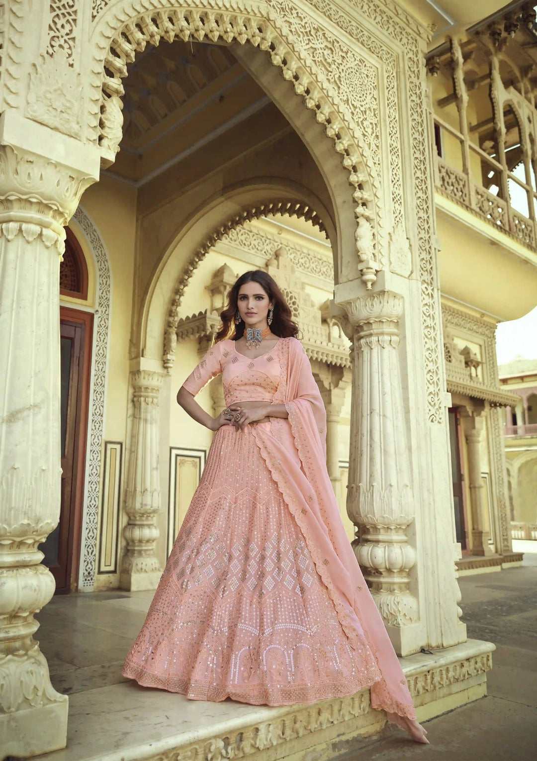 Gorgeous Pink Georgette Lehenga with Pink Dupatta | A Graceful Addition to Your Wardrobe
