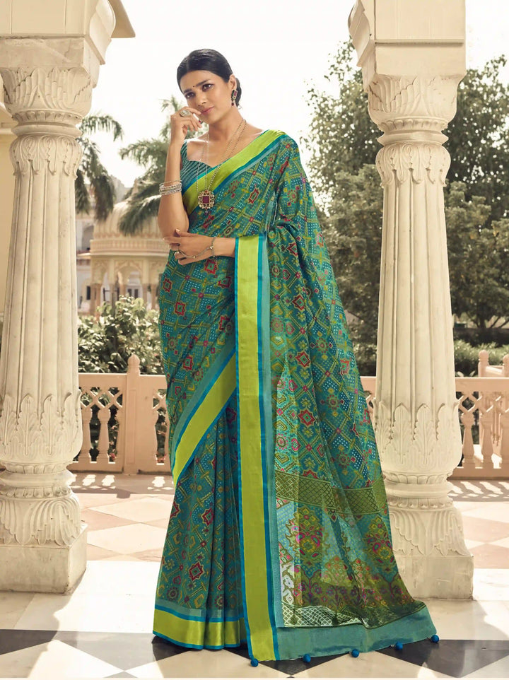 Brasso Saree with Art-Silk Blouse | Designer Wevon Work for Festive Events