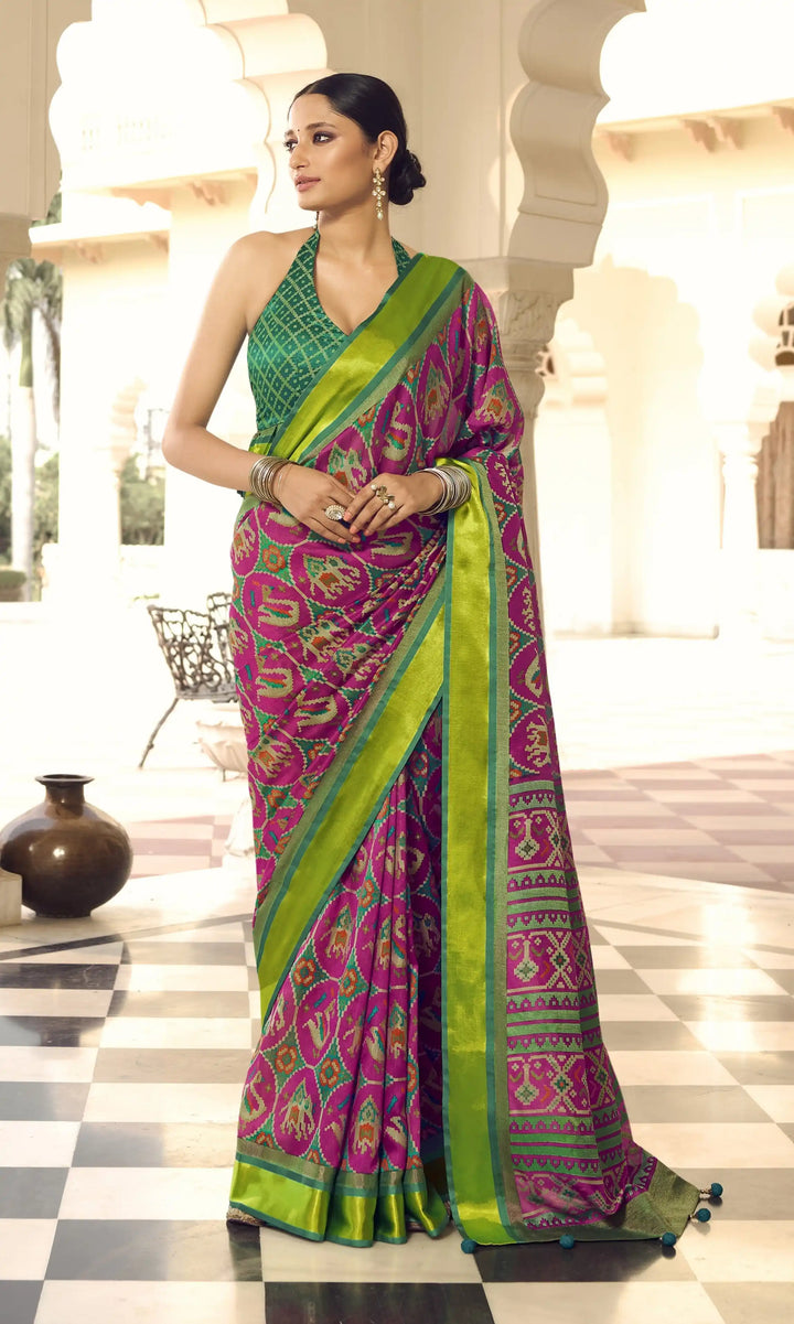 Designer Brasso Saree with Art-Silk Blouse | Bandhani Printed for Weddings