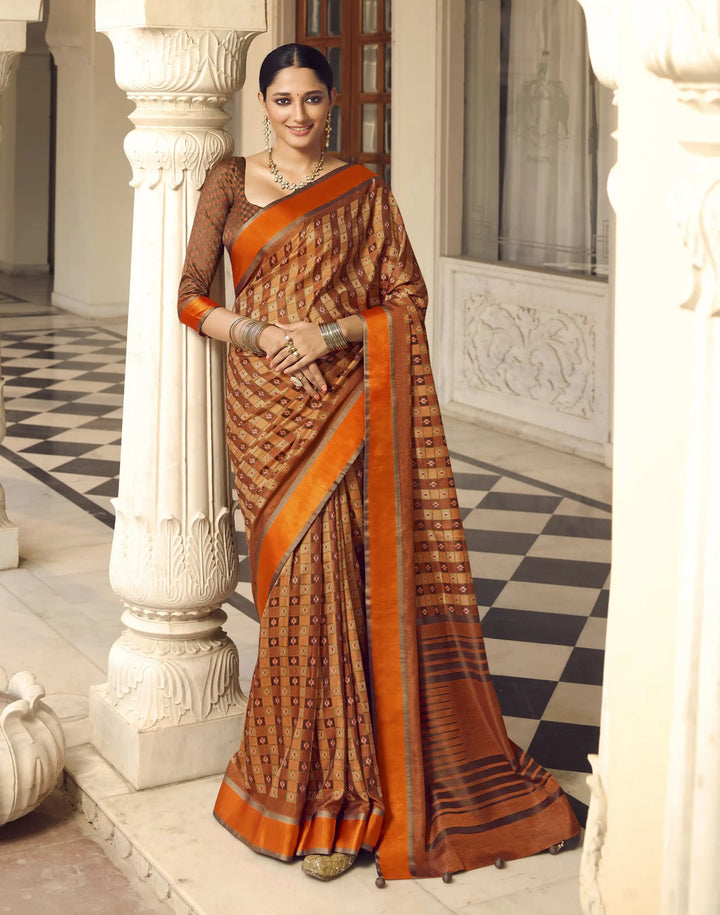 Brasso Saree with Art-Silk Blouse | Bandhani Print for Festive Occasions