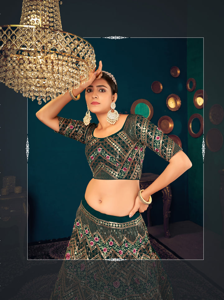 Heavy Designer Green Lehenga Choli | Gota Patti Embroidery & Sequence Work