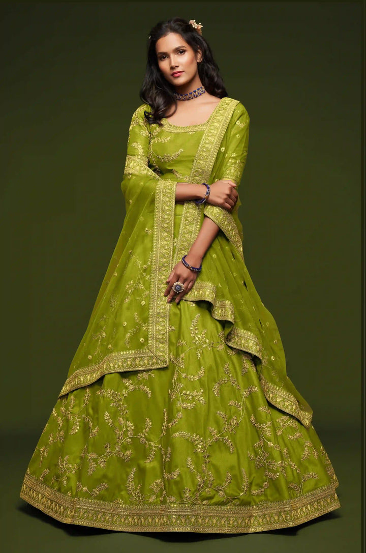 Elegant Art Silk Lehenga Choli | Soft Net Dupatta with Embroidery Work