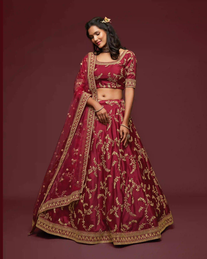 Elegant Art Silk Lehenga Choli | Soft Net Dupatta with Embroidery Work