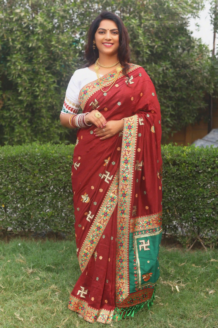 Vichitra Silk Saree | Perfect for Wedding, Party, Pooja & Ceremonial Occasions
