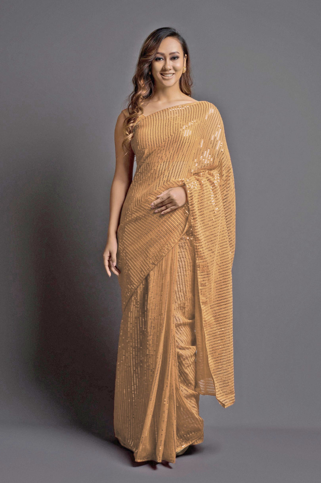 Designer Georgette Saree with Banglori Silk Blouse | Embroidered Sequins for Parties, and Special Events