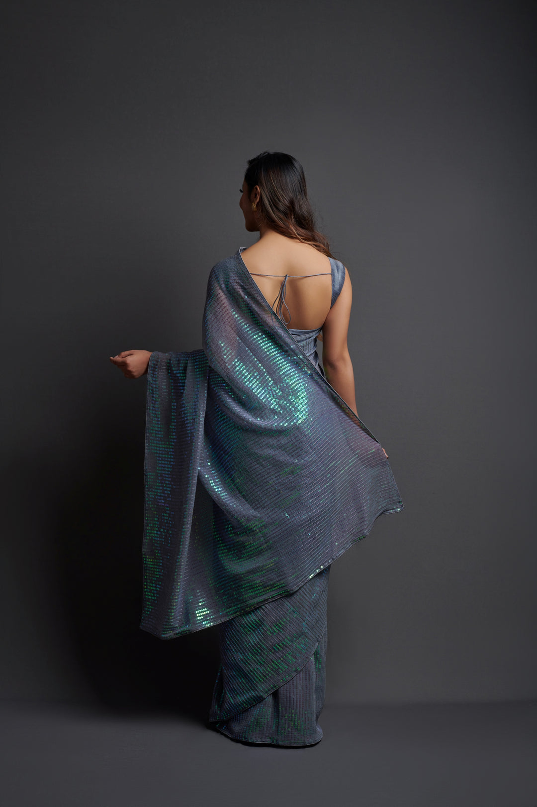 Designer Georgette Saree with Banglori Silk Blouse | Embroidered Sequins for Parties, and Special Events
