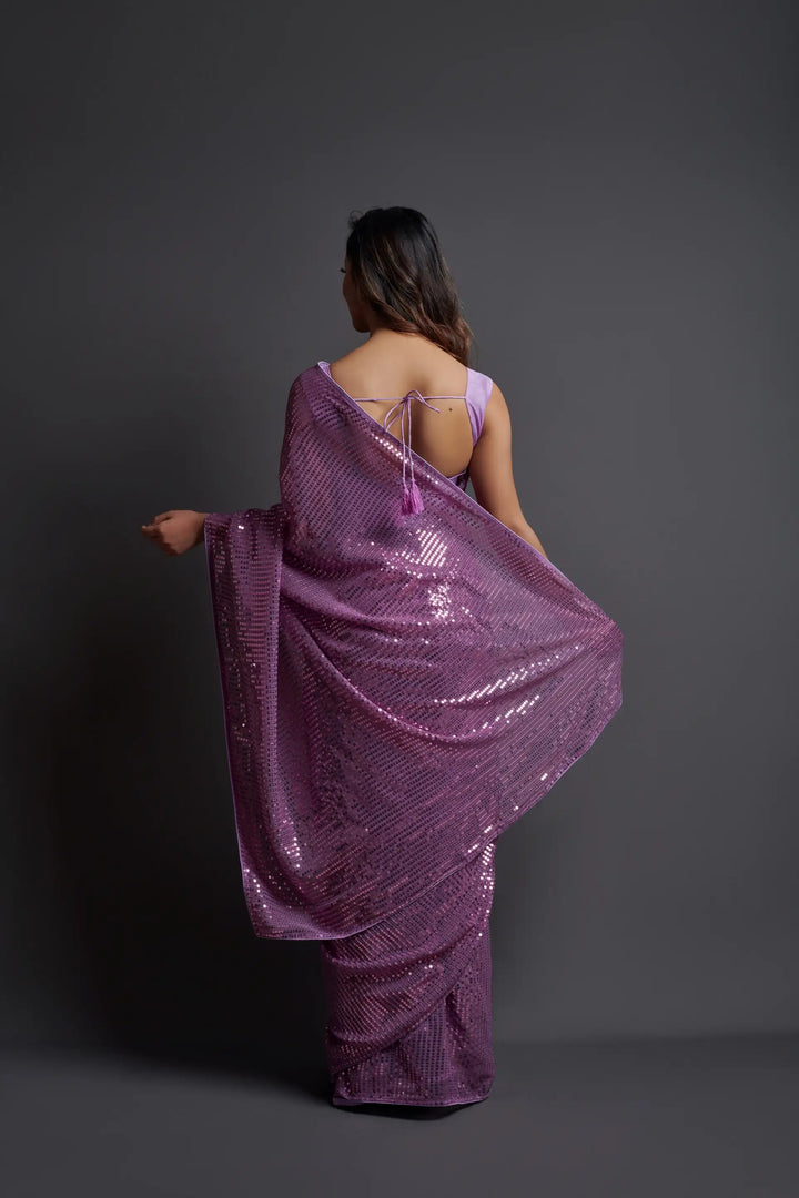Designer Georgette Saree with Banglori Silk Blouse | Embroidered Sequins for Parties, and Special Events