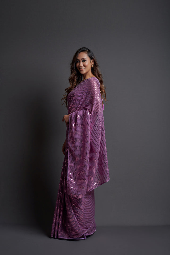 Designer Georgette Saree with Banglori Silk Blouse | Embroidered Sequins for Parties, and Special Events