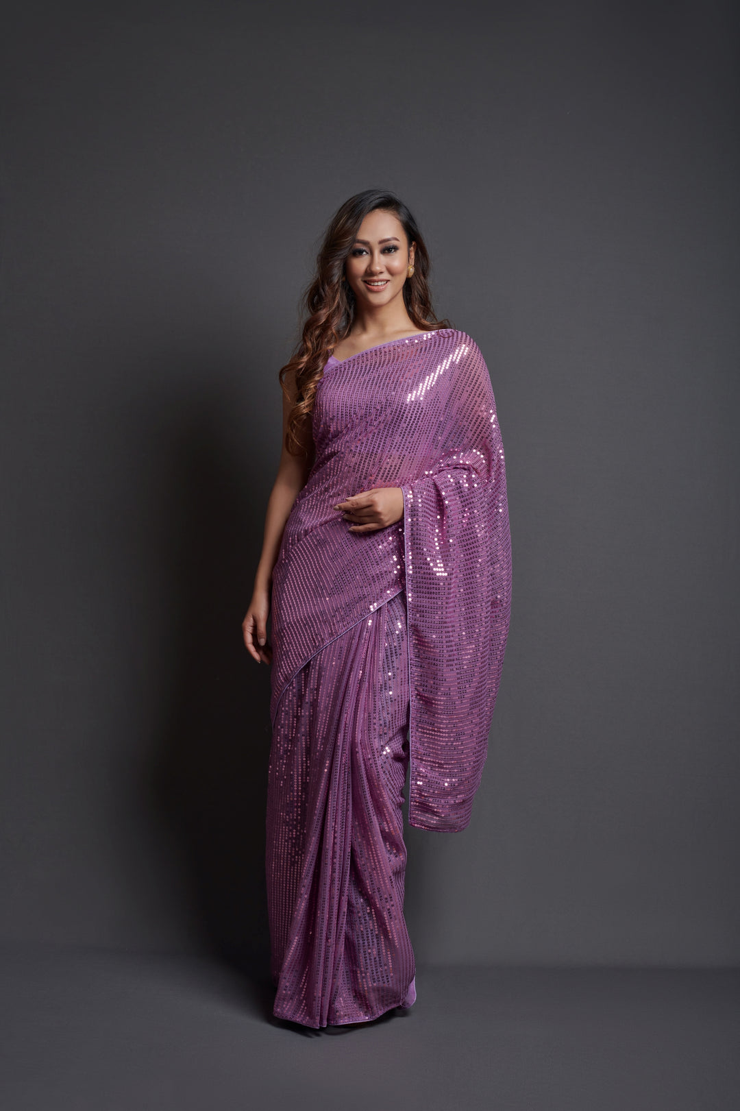 Designer Georgette Saree with Banglori Silk Blouse | Embroidered Sequins for Parties, and Special Events