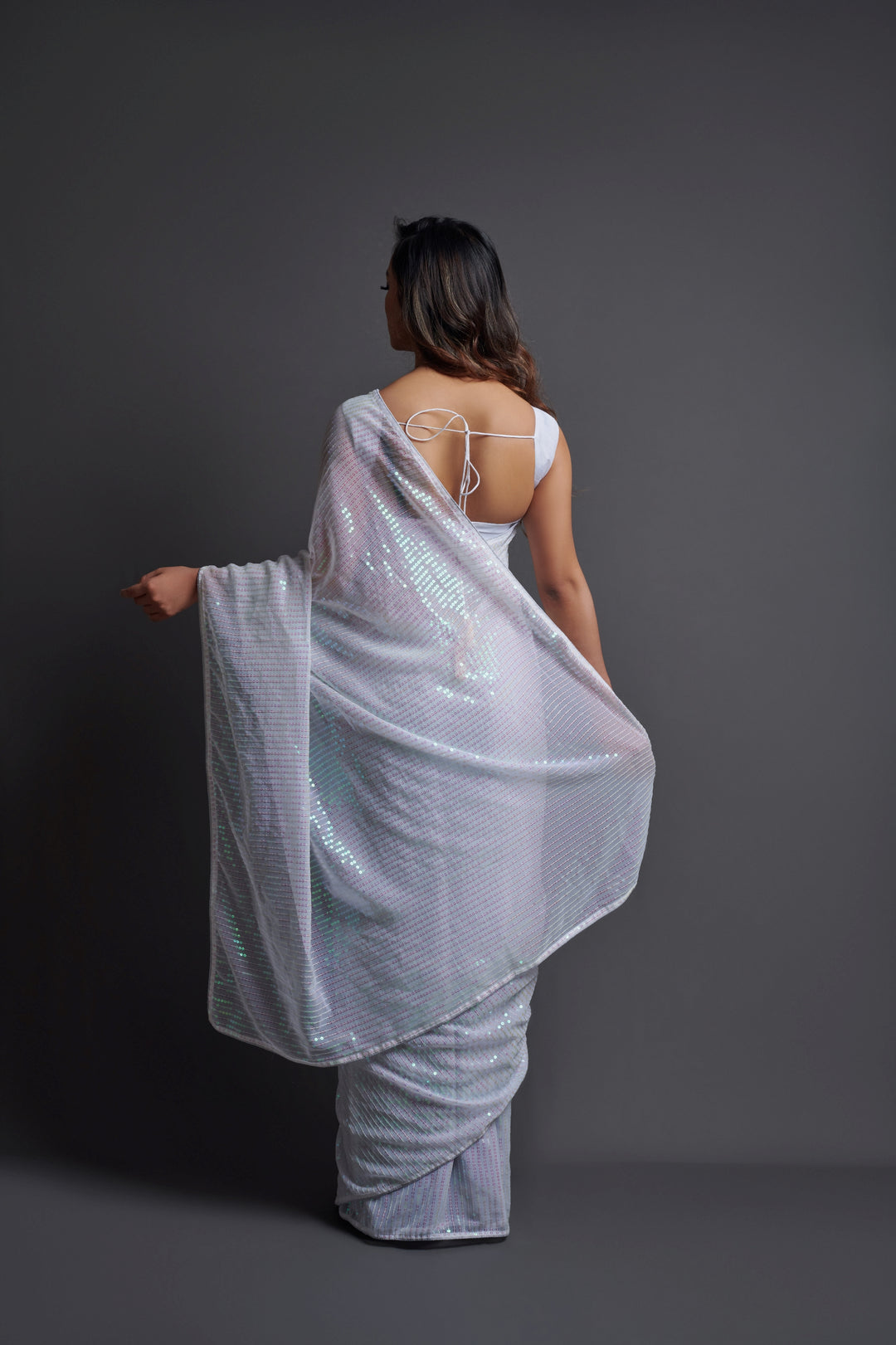 Designer Georgette Saree with Banglori Silk Blouse | Embroidered Sequins for Parties, and Special Events