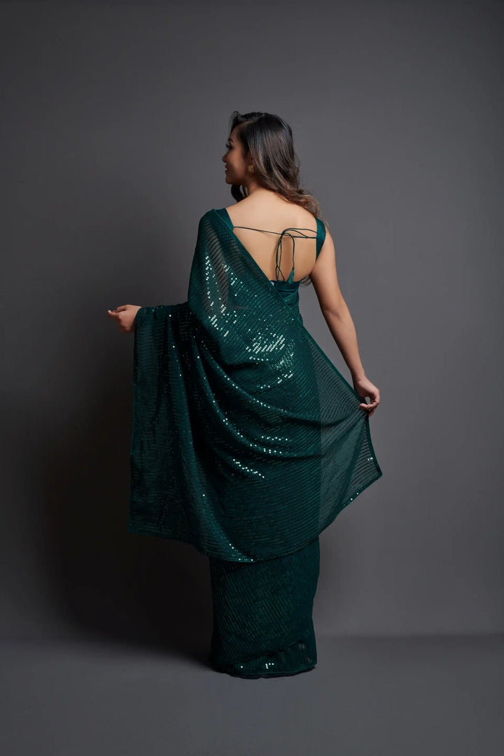 Designer Georgette Saree | Banglori Silk Blouse for Wedding Wear