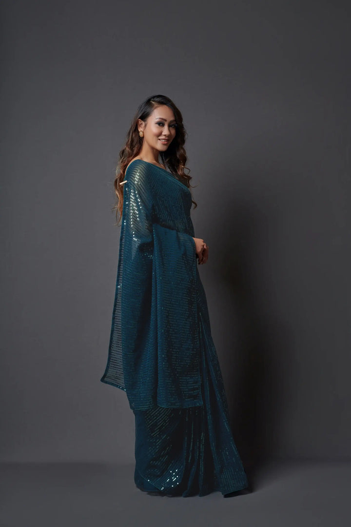 Designer Georgette Saree | Banglori Silk Blouse for Wedding Wear