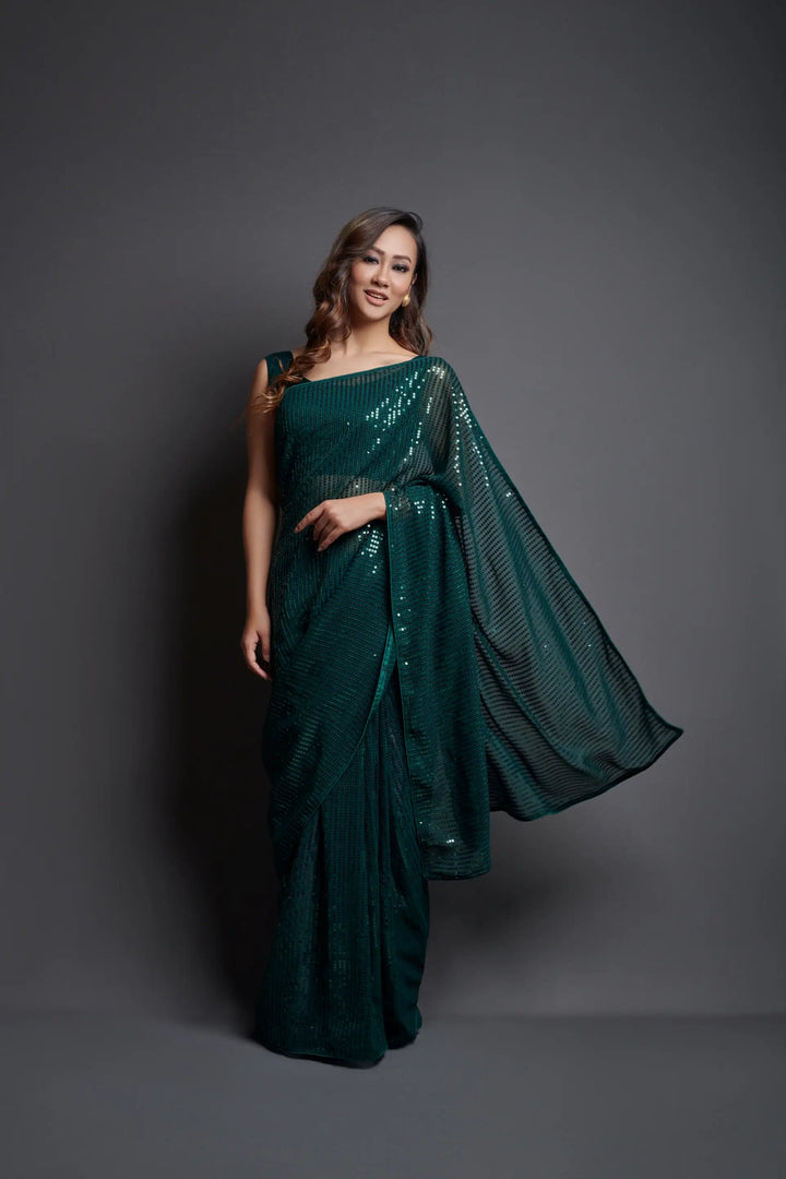 Designer Georgette Saree | Banglori Silk Blouse for Wedding Wear