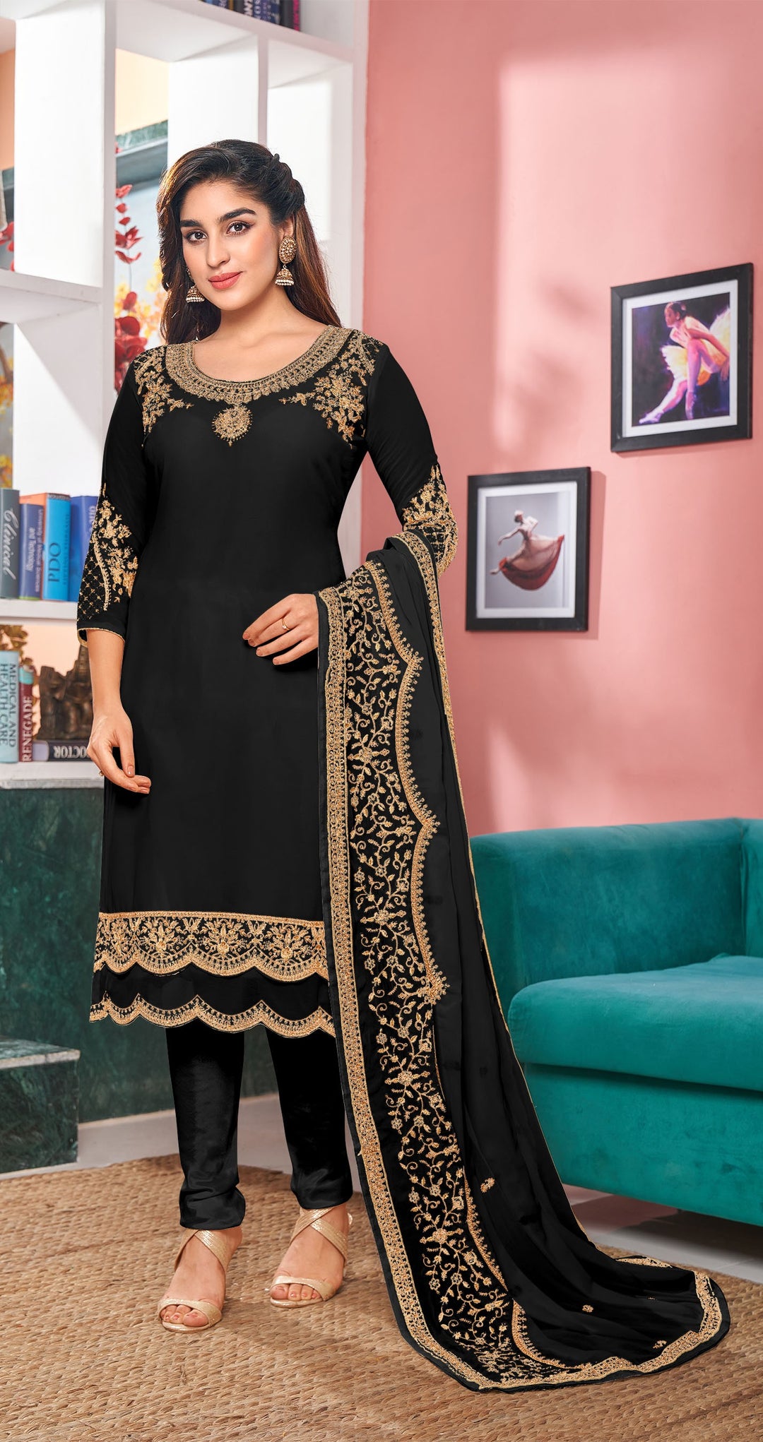 Faux-Georgette Designer Salwar Kameez | Intricate Embroidery for Weddings