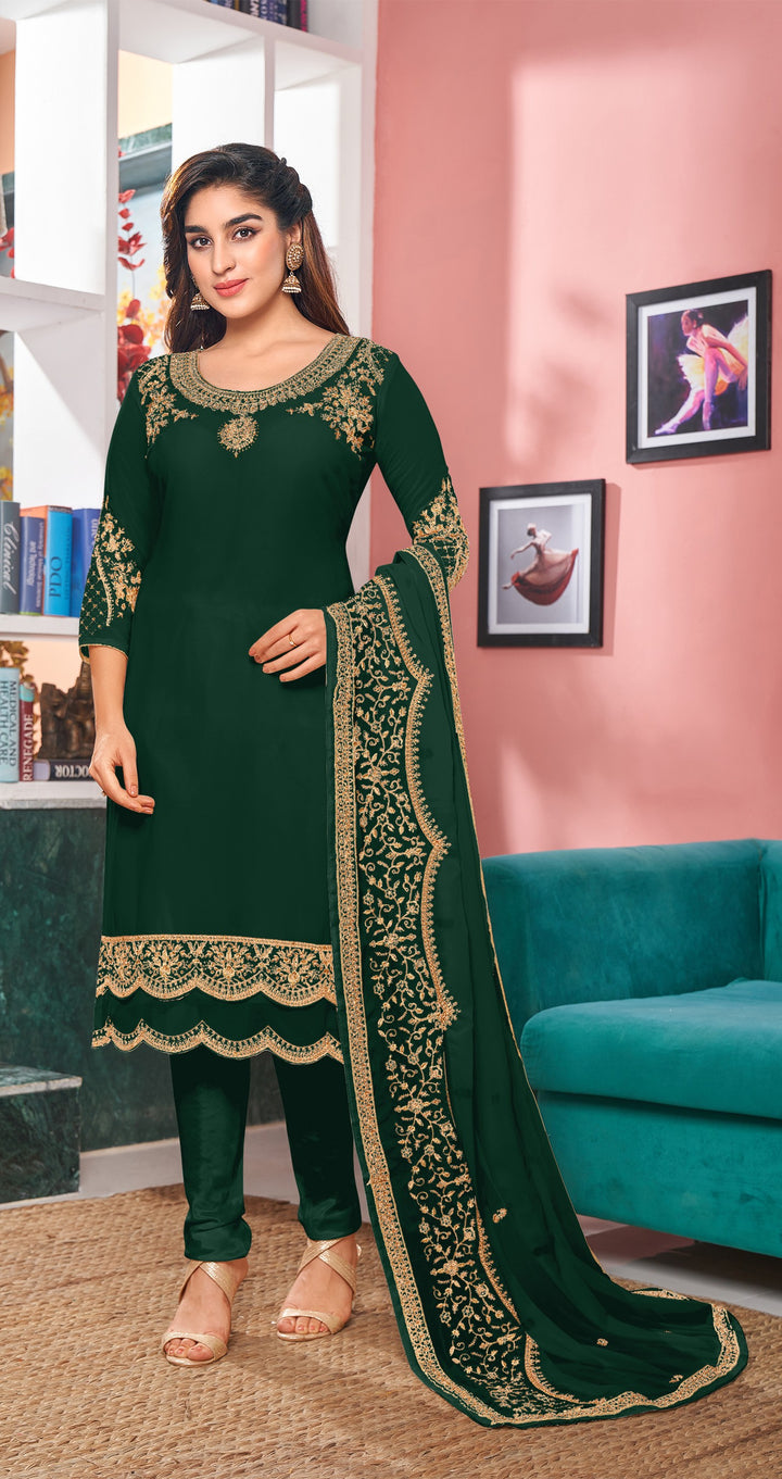 Faux-Georgette Designer Salwar Kameez | Intricate Embroidery for Weddings